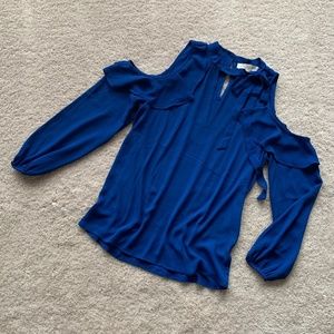 Elegant Blue Women's Cold Shoulder Top